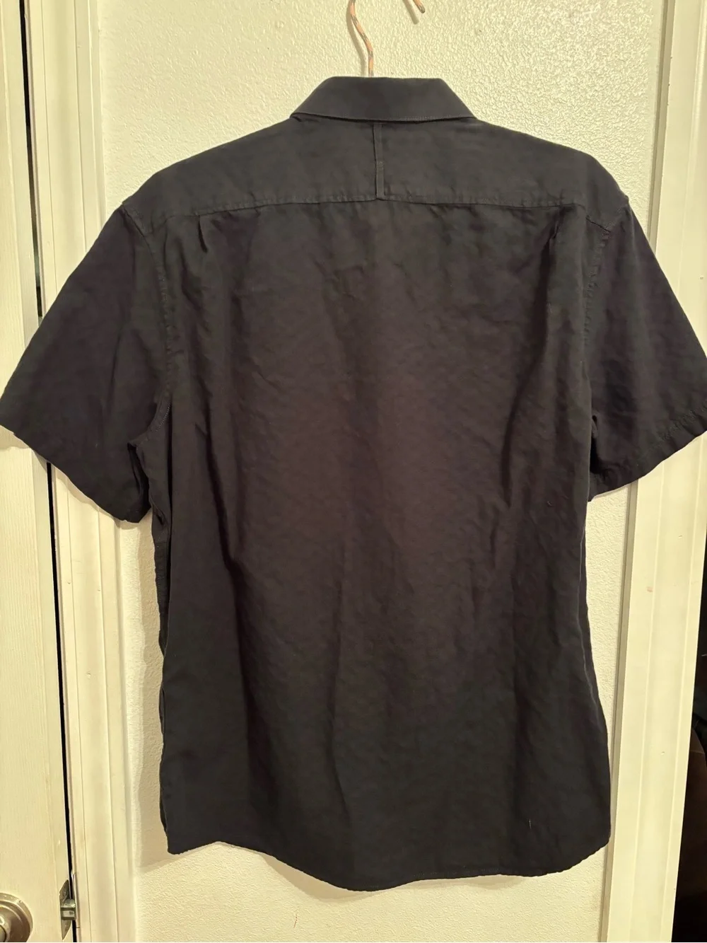 Banana Republic Oxford Black Short-Sleeve Button-Down Shirt L
